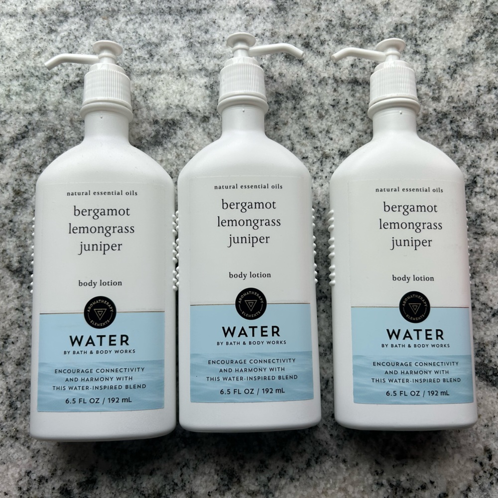 3 BATH & BODY WORKS Aromatherapy  Water Bergamot Lemongrass Juniper body lotion